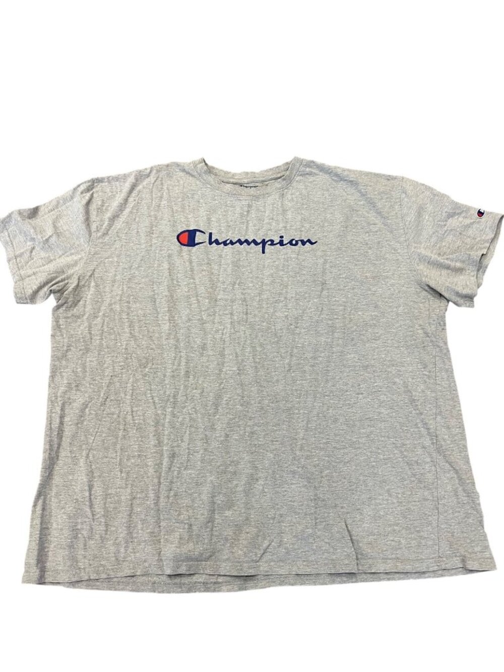 Champion Gray Short Sleeve T-Shirt Men's Size 4XL Crewneck Logo Tee